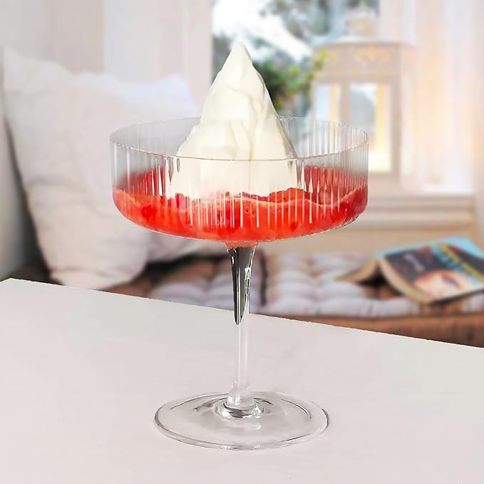 Montex 6 Pcs Ribbed Coupe Glasses, 10 oz Martini Glasses, Classic Vintage Cocktail Galssware, Pefect for Cocktail, Champagne and Gift