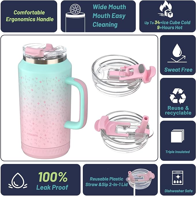 Hydraful 64 oz Tumbler with Handle and Straw - Image 3