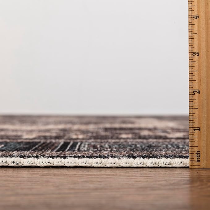 Keen Home Design 8x10 Rug - Machine Washable Area Rug with Non-Slip Backing, Ideal for Living Room, Dining Room, Bedroom - Vintage, Easy Clean, Durable, Low Pile Rug - (8' x 10')