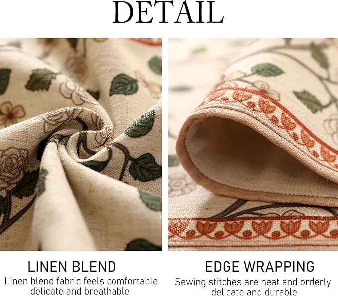 Designer French Linen Long Table Runner, Floral Pattern, Dining Table, Kitchen - Image 5