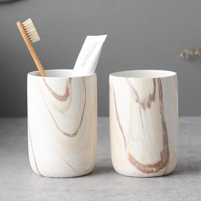 Brown Marble Toothbrush Holders by BSDISP