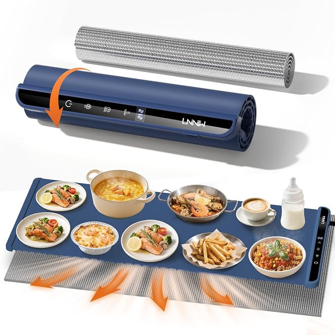 Warming Mat for Food, 46x15 Inch, Dark Blue, Fast Heat, Child Lock | Includes by Unknown