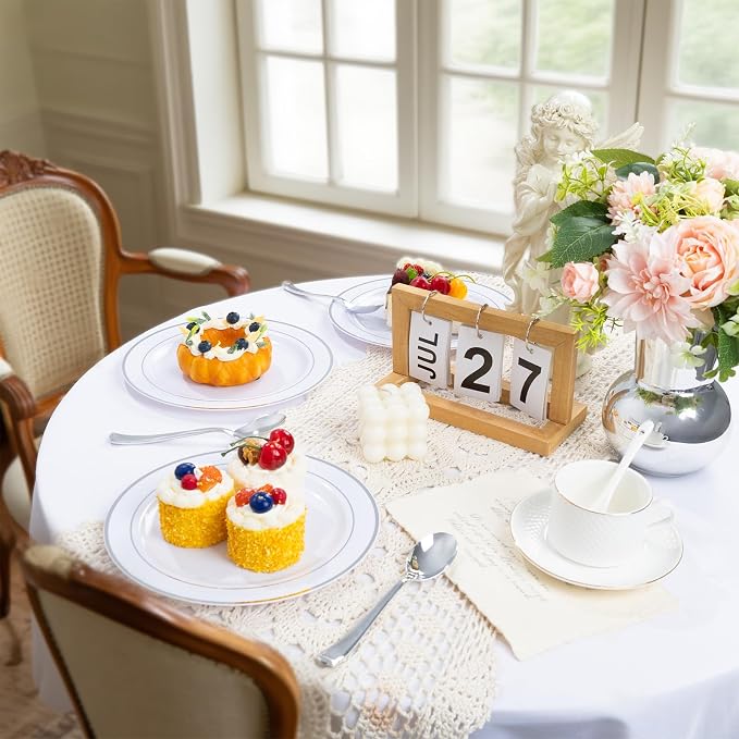 PULOTE 100PCS Silver Plastic Plates - Image 3