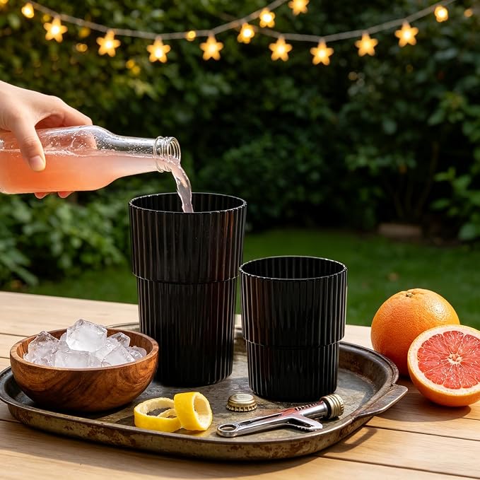 24 Pack Plastic Wine Glasses, 16 Oz Highball Glasses & 12 Oz Cocktail Glasses - Image 2