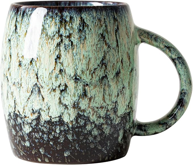 Sage Nebula Ceramic Coffee Mug - 14 oz Unique Mug by XIYUANJI