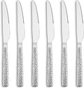 E-far Hammered Dinner Knives Set of 6, 8.9 Inch Stainless Steel Serrated Steak by E-far