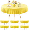 6 Pack Yellow Spandex Round Tablecloths for 72in Table, Stretchy Fitted 6FT Round Table Cloths, Wrinkle Free Table Cover with Skirt for Wedding Birthday Party Bridal Shower Banquet