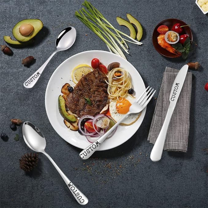 Stainless Steel Customized Flatware Set, Engraving Name Knife Forks Spoon - Image 7