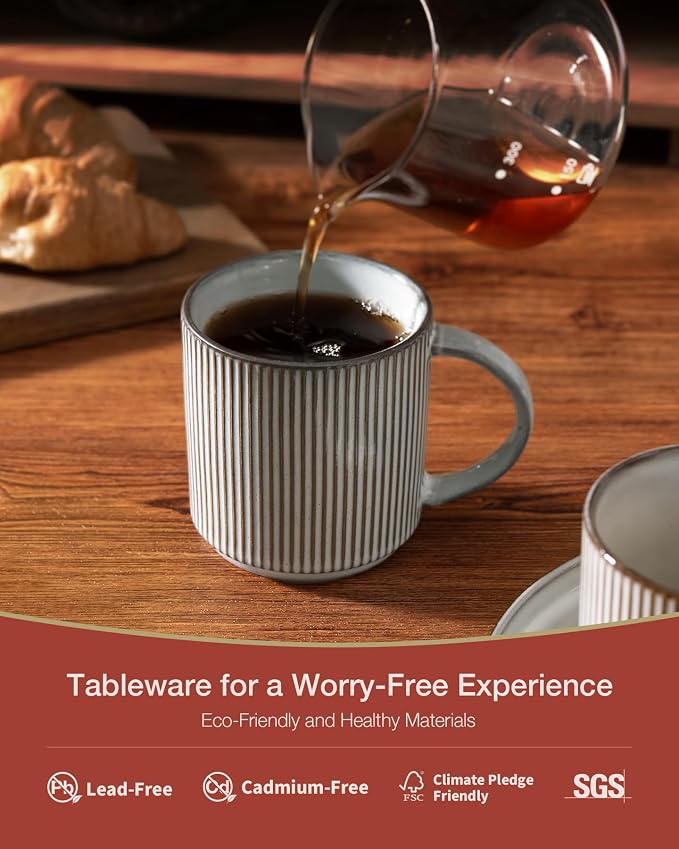 famiware Coffee Mug Set for 4, Star 12 oz Catering Mugs Cup Set - Image 2