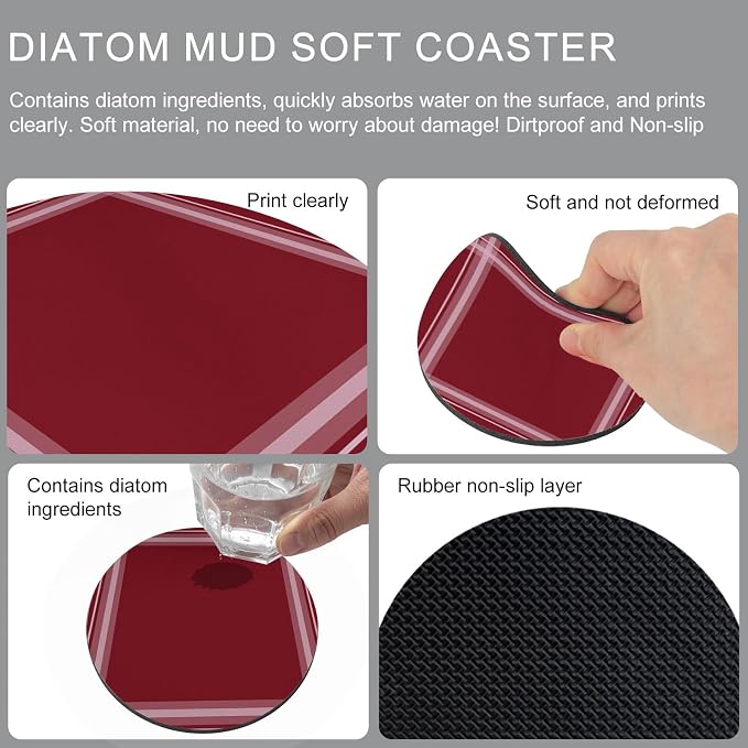 Vintage Red Coasters Set of 2 Absorbent Coasters - Image 5