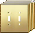 LIDER Reflective Acrylic Toggle Switch Wall Plate, Mirrored Double Light Switch Cover, Plexiglass Cover Plate, Acrylic Glass, Oversized 2-Gang 5.25" x 5.25", LWP-12O-AGD5P, Gold, 5 Pack