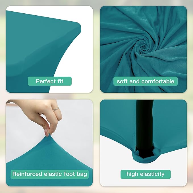 6FT Table Cloth for Rectangular Fitted Events Stretch Emerald Green Table Covers Washable Spandex Tablecloth Protector for Party, Wedding, Cocktail, Banquet, Festival