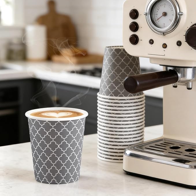 Lamosi Paper Cups 8 oz 500 Pack, Disposable Paper Coffee Cups, Hot Cup, 8oz Paper Insulated Cup for Cold Hot Drinks (No Lids)