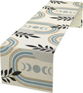 YCness Boho Mid Century Abstract Table Runner Modern Sun Moon Phase Minimalist by YCness