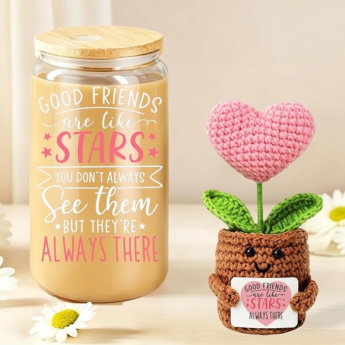 MUJUZE Friendship Gifts for Women, Glass Cup Gift Set for Best Friends | Gifts - Image 4