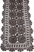 Cotton Handmade Crochet Lace Table Runner Dark Brown Rectangle Coffee Table by KEPSWET