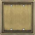 Henne Bery Sunken Pearls Heavy Duty Decorative Wall Plate Switch Plate Outlet Cover (Double Blank, Antique Brass)