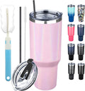 40 oz Tumbler with Lids and Straws, Stainless Steel Insulated Coffee Tumbler by GUDEMAO