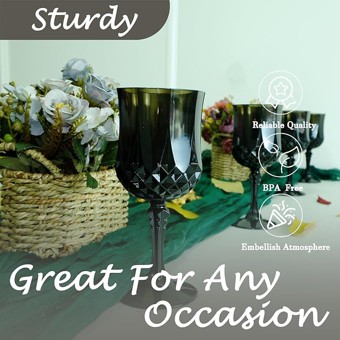 24Pack Plastic Wine Glasses, 7oz Vintage Goblets - Image 5