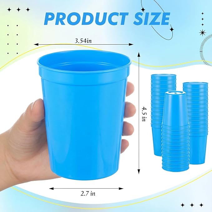 Yungyan 50 Pack 16 oz Stadium Cups Reusable Plastic Cups Blank Drink Stadium - Image 2