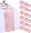 6 Pack Pink Cheesecloth Table Runner 35 x 120 Inch | Boho Gauze Fabric by RestfulGlow