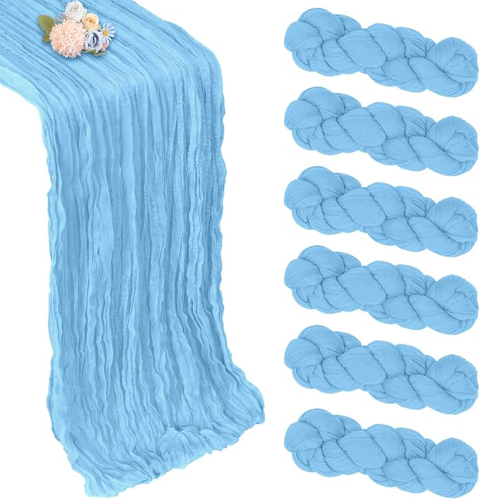 35 Pack Baby Blue Cheesecloth Table Runner 35 x 120 Inch by Pepmily