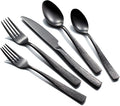 40-Piece Black Silverware Set for 8, CITESANA Heavy Duty Stainless Steel Flatware Set with Ripple Handles, Mirror Polished Kitchen Cutlery Set
