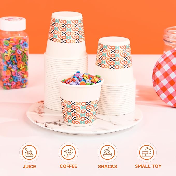 600 Pack 3 oz Bathroom Cups, Disposable Paper Cups with Rolled Rim, Small Paper Mouthwash Cup for Guest Bathrooms, Vanity & Office Use, Puzzle