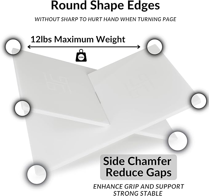 Honygebia White Acrylic Book Stands - Cross Frame Acrylic Book Holder, Open Bookstand for Display and Reading, Suitable for Art, Bible, Cookbook, Easel, Magazine, Textbooks 12.5" x 9.5" x 5.5"