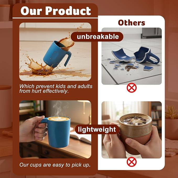 Coffee Mugs Set of 6, Wheat Straw Cups 16 OZ, Unbreakable Coffee Mugs - Image 6
