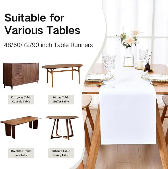 Farmhouse White Table Runner Dining Table Runners 48 Inches Long Coffee Table - Image 5