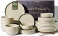 Stoneware Dinnerware Set for 8, Chip & Scratch Resistant Everyday Ceramics by FamiwarePremium