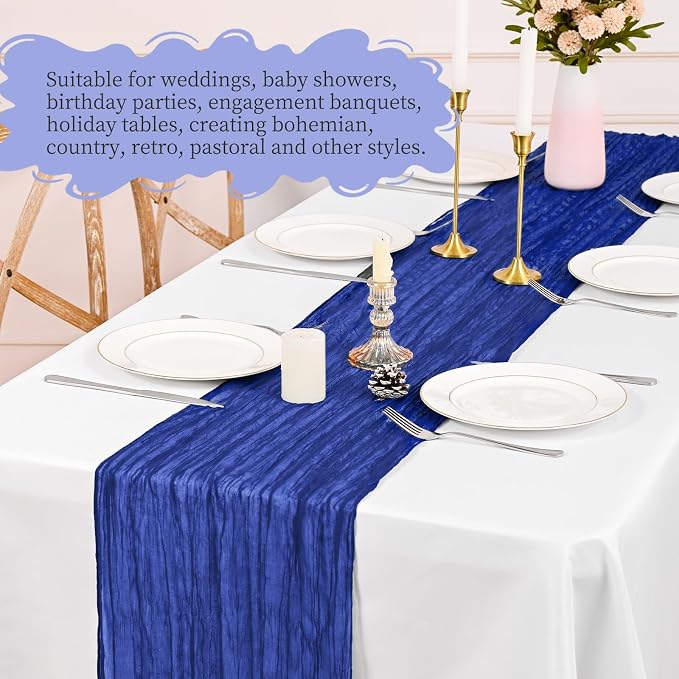 8 Pack Royal Blue Table Runners 17 x 108inch Cheesecloth Table Runner Boho - Image 6