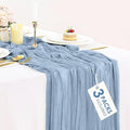 3 Pack Dusty Blue Cheesecloth Table Runner 35x120inch, Boho Rustic Semi Sheer by BlueTopCoLtd