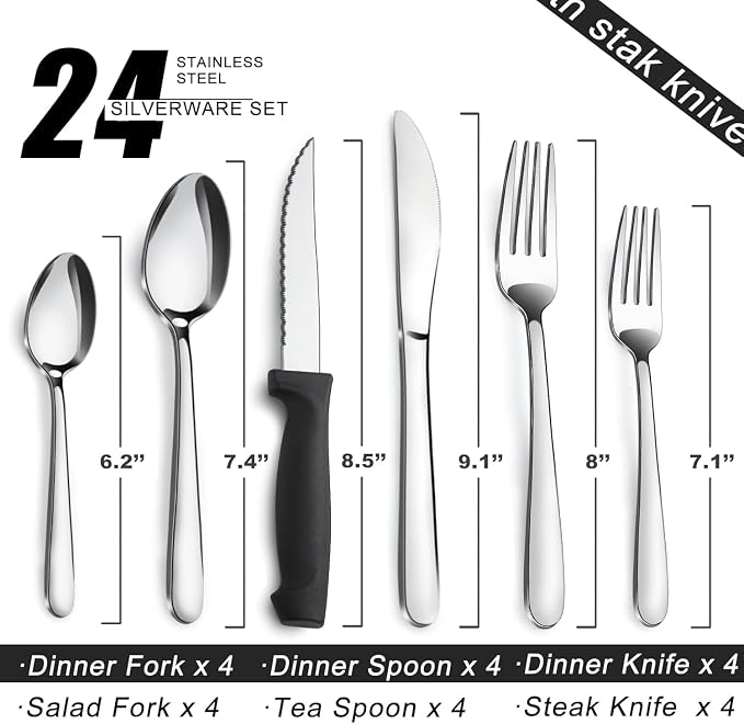 Pleafind 24-Piece Silverware Set - Image 2