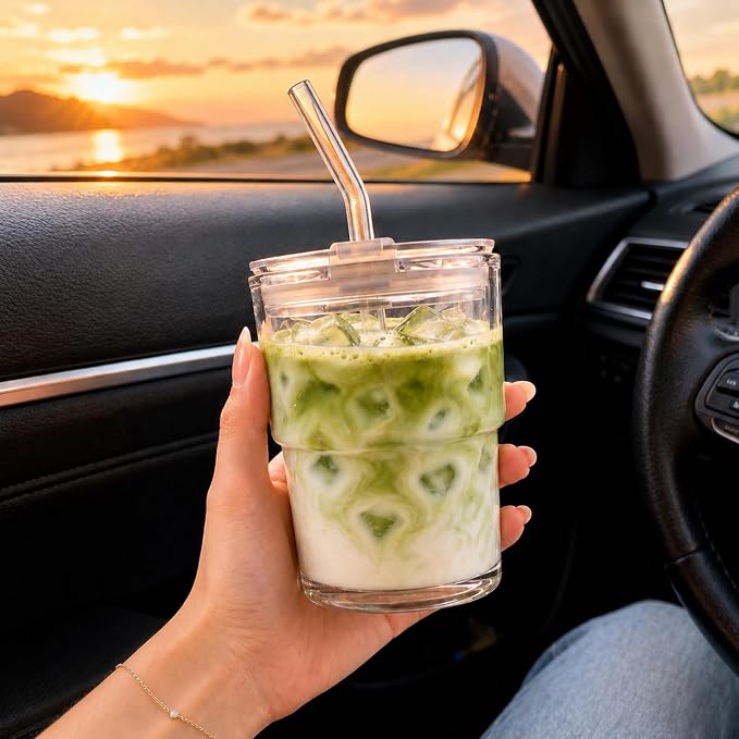 13oz Iced Coffee Cup, Glass Tumbler - Image 2