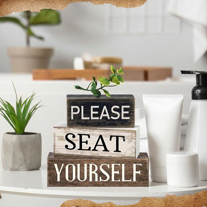 Moucuny 4 Pcs Bathroom Shelf Decor Farmhouse Bathroom Decor and Accessories - Image 6