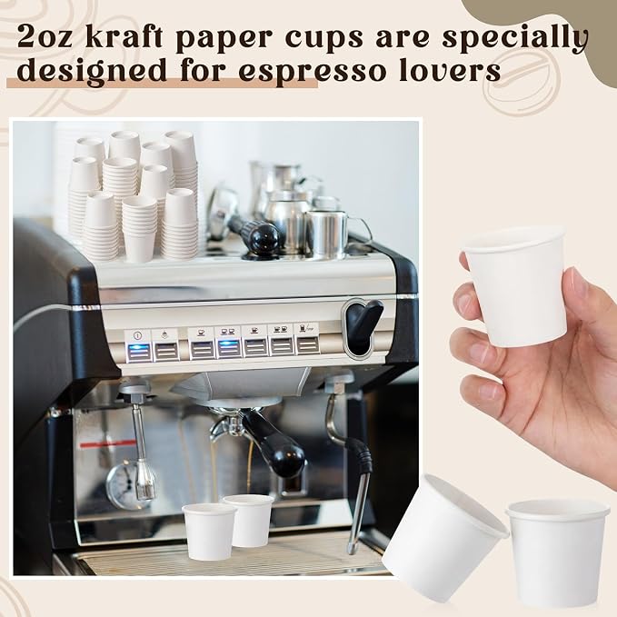 100 Pack 2oz Mini Coffee Cups Disposable Paper Cups Hot or Cold Beverage Cup - Image 5
