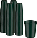 PartyPrints 100 Pack 16 oz Dark Green Reusable Blank Plastic Cups, Stadium Cups by PartyPrints