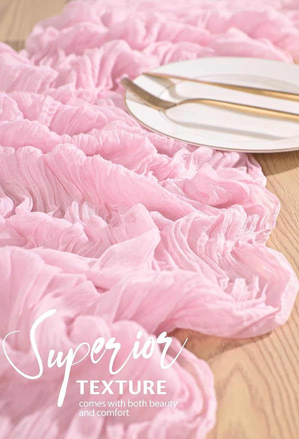18 Pack Cheesecloth Table Runner 10FT Light Pink Table Runner Boho Gauze Cheese - Image 4