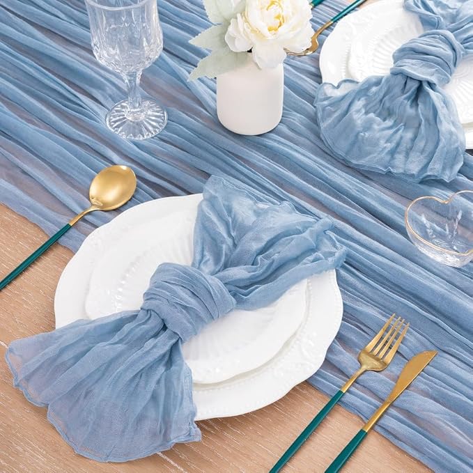 Dusty Blue Gauze Cheesecloth Table Runner 10ft Dinning Kitch Decor | - Image 5