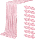 8 Pack Light Pink Cheesecloth Table Runner 20 x 120 inch Gauze Table Runners 10 by ACSUIT