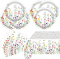 Wildflower Plates and Napkins Party Supplies, Floral Tablecloth | 24 Serves by Unknown