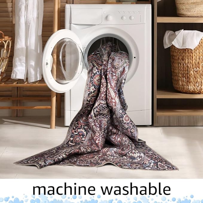 Keen Home Design 4x6 Rug - Machine Washable Area Rug with Non-Slip Backing, Ideal for Living Room, Dining Room, Bedroom - Vintage, Easy Clean, Durable, Low Pile - (4' x 6')