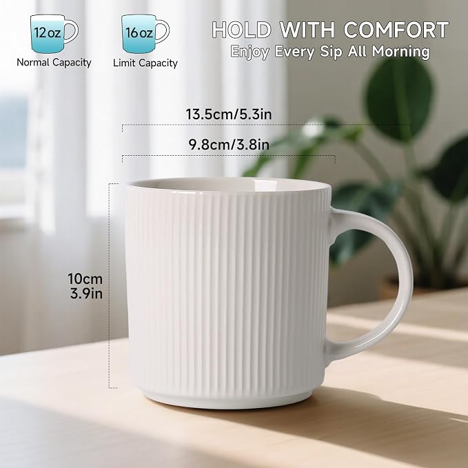 MONITO Coffee Mugs Set of 6, 16 oz Mugs Set, Ceramic Coffee Cups - Image 3