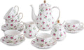 Rose Flowers Ceramic Tea Set，Tea Sets by Unknown