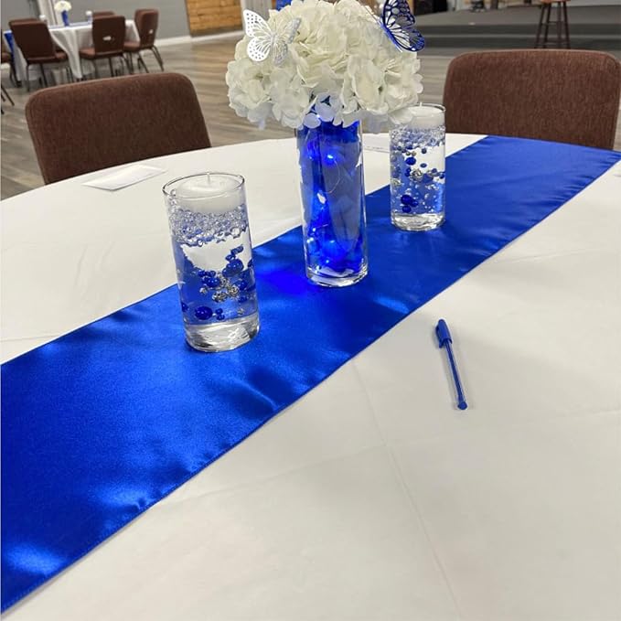 Royal Blue Table Runners, 12x108 Inches, 12 Pack | Fall Satin, Silk and Smooth - Image 2