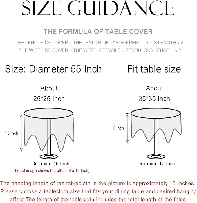 patdrea Designer Linen Round Table Cloth,Durable Breathable Floral Dacorative Tablecloth,Decor Tables Covers for Kitchen Dining,Tea Party,Holiday,Christmas,Thanksgiving,Diameter 55"-Puno