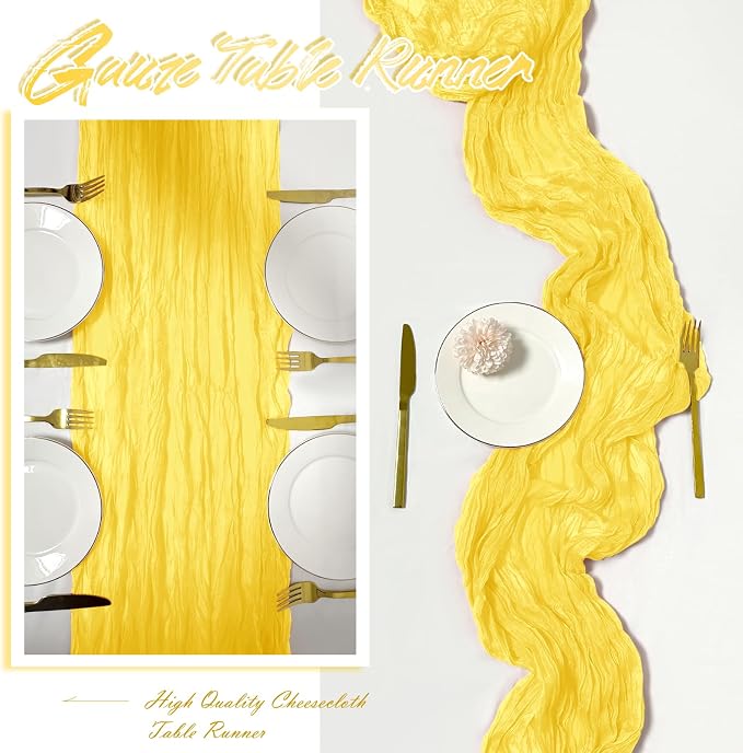 15 Pack Lemon Yellow Cheesecloth Table Runner 17 x 108 inch Cheese Cloth Table - Image 6