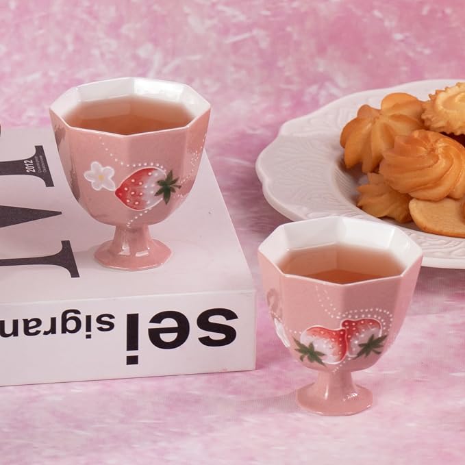 KAMMAK Tea Cup Set of 2 Small Tea Cups 2oz Red Porcelain Tea Cup Set, Asian - Image 5